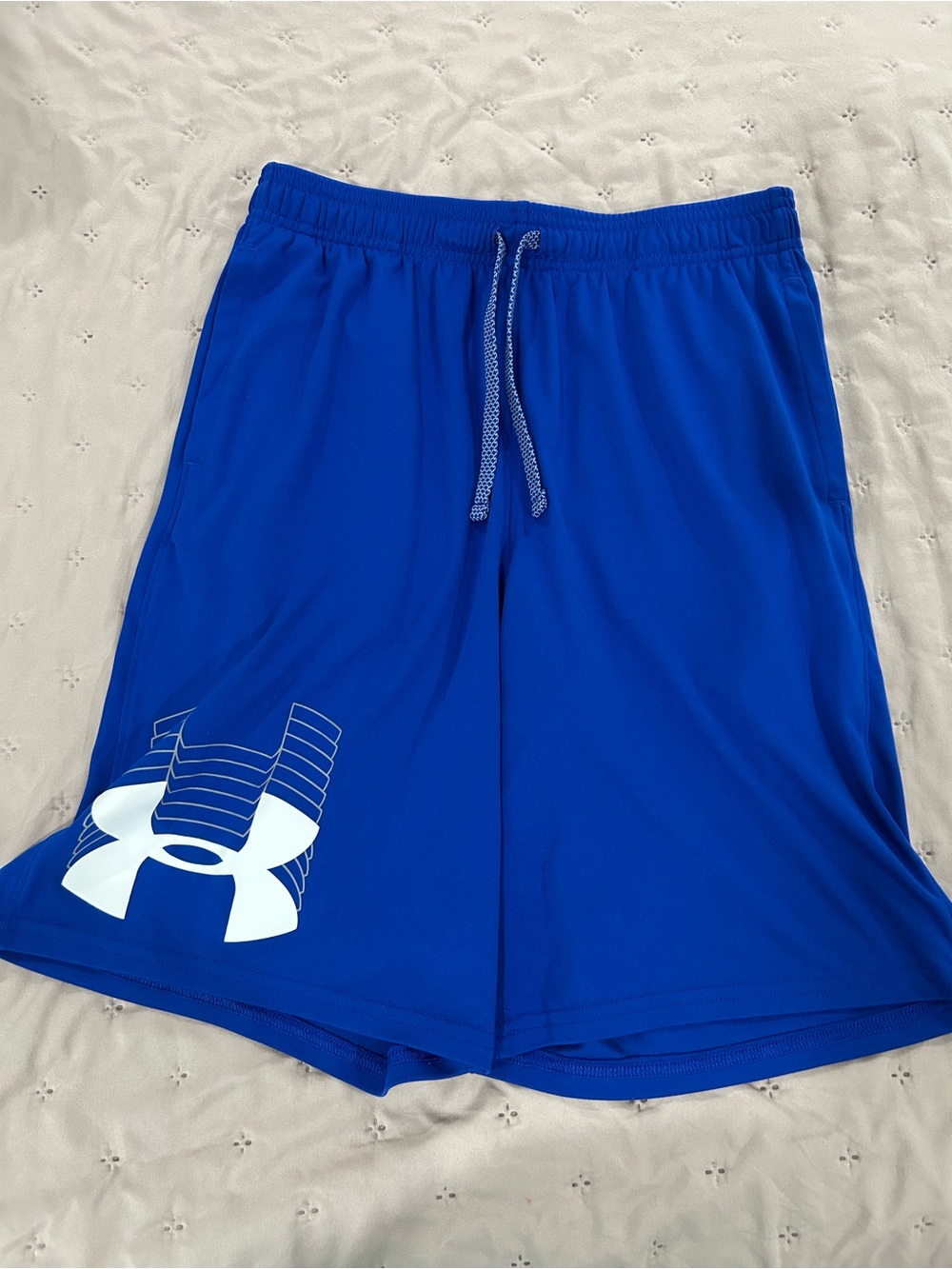 Under Armour Royal Blue Boys' Athletic Shorts with White Logo